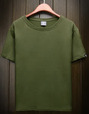 t恤潮流2018早春宽松百搭青少年学生夏天帅气男土短轴t桖 1850军绿色