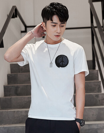 短袖t恤男潮打底衫半袖韩版夏季上衣夏装衣服修身男士体恤衫 白色 m
