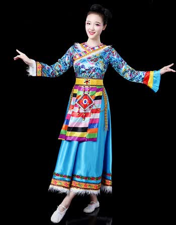 服装新款藏族演出服女成人表演西藏舞蹈服装长裙广场舞少数民族舞台装