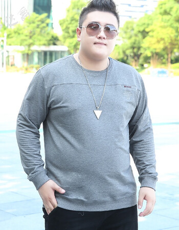 卫衣男士大码男装潮胖子肥佬圆领上衣 花灰色bwy7004 6xl(250-270斤)
