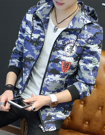 佐维莎(zlrvenshr)男士外套2018春季新款潮流夹克韩版帅气迷彩服连帽