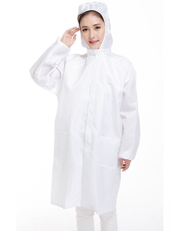 防静电大褂带帽防尘服静电服衣服连帽男女车间工作服无尘服 白色 s