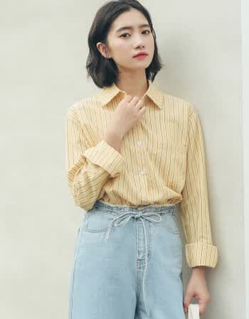 条纹衬衫女长袖韩国春夏宽松竖条纹百搭休闲学生小清新防晒薄外套