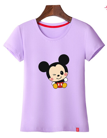 夏季卡通印花短袖t恤女学生韩国情侣闺蜜装体恤上衣女春装 120款紫色