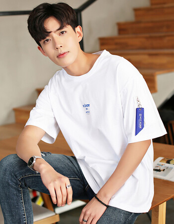 柒瑞 五分袖t恤男短袖韩版潮流2018夏季新款青少年学生体恤男生半截袖