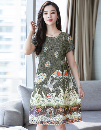 雅鹿2018夏装新款名媛小香风优雅气质短袖真丝连衣裙女中长款宽松显瘦