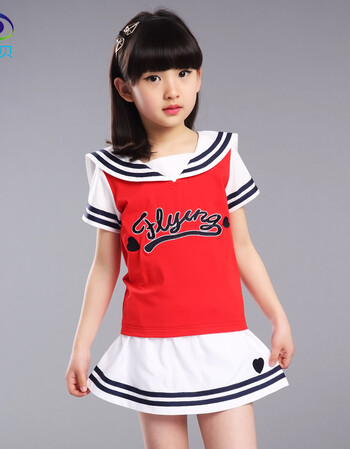 服夏装2018校服套装学院风男女童裙海军风班服大中小学生 红色(女款)