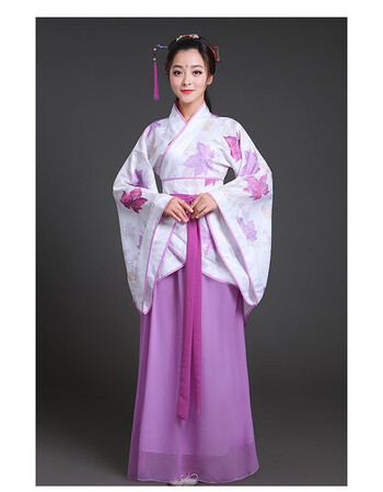 传统汉服女古装礼民族风云中歌宫廷曲裾汉朝服装襦裙 紫色 s