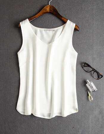 春夏打底吊带衫 100重磅桑蚕丝上衣大码宽松无袖真丝背心女 白色 m