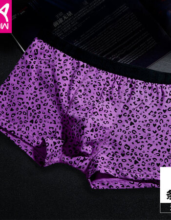 男士内裤男平角裤夏季中腰棉质面料大码青年性感男式短裤衩 紫色斑点