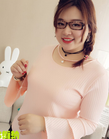 夏尔维纳大码t恤女胖mm2018新款长袖宽松减龄春装遮肚加大上衣纯色