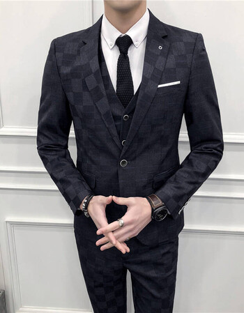 男士西装套装韩版修身一套英伦风青年帅气百搭新郎结婚西服男礼服三