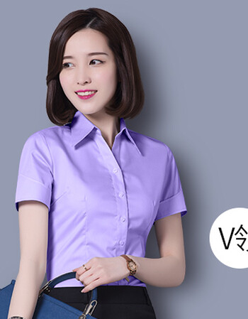 【京东好店】衬衫女短袖职业装白色正装上衣夏季韩版ol女装工装寸衫