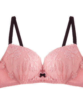 丝官方旗舰店女式【设计师款】少女文胸性感织花刺绣深v小胸聚拢内衣