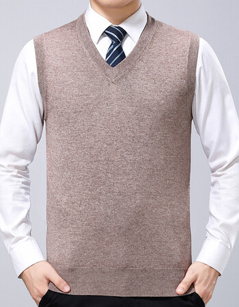 羊绒背心男羊绒马甲宽松秋冬冬季山羊绒男式纯色毛背心男士毛衣时尚