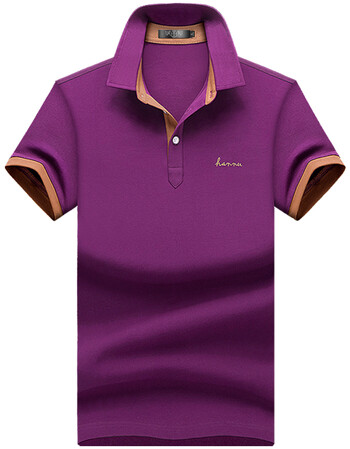 新款t恤男士短袖翻领体恤汗衫桖血夏季男装有领衬衫领polo衫 1508紫色