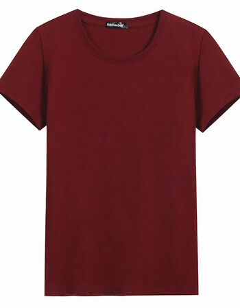 短袖t恤纯棉圆领韩版潮流t恤青年大码衣服男装半袖打底衫 纯色酒红色