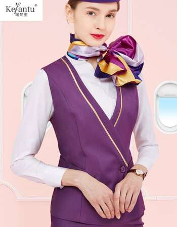 南航空姐制服职业套装夏装航空制服女美容售楼酒店工作服 浅紫色 马甲