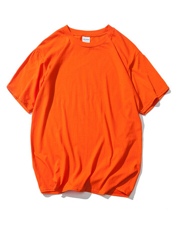 2018夏季新品纯色短袖t恤男圆领纯棉宽松休闲体恤衫半袖 橘色 xl