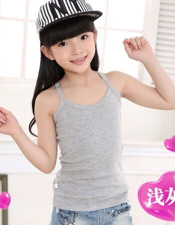 7儿童8女童9吊带小背心打底10夏季11岁中大童3-4-5-6女孩内衣 浅灰色