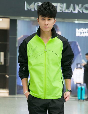 校服定做春季男女初中高中团体运动服长袖套装订制 荧光绿男装1598款