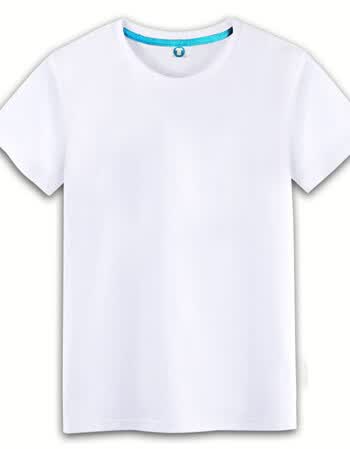 t恤男女短袖宽松纯色班服纯色半袖纯棉圆领空白广告衫印字t恤 白色