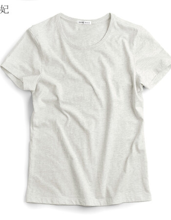 基础生活夏装简约纯色白色纯棉t恤女短袖女装圆领宽松打底体恤衫 浅花