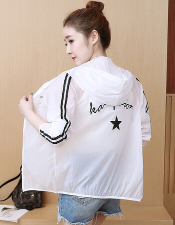 衣女薄2018夏季新款宽松开衫防紫外线短款雪纺春装外套防晒服 白色