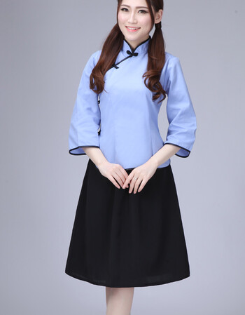 民国学生装女装五四青年装棉质民国风复古毕业班校服古装演出服 纯棉