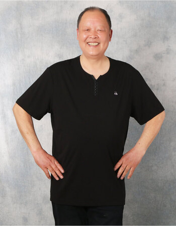 中老年爸爸加肥加大码夏季男装胖子宽松短袖圆领t恤薄棉透气v领 黑色