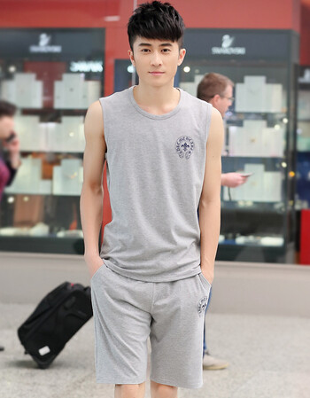 运动背心男跑步套装夏季无袖短裤休闲两件套2017新款坎肩薄款透气