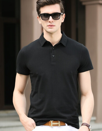 六叶车 欧美潮2016夏装新款短袖t恤男纯色修身翻领中青年商务男士polo