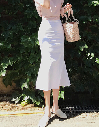 简约显瘦复古包臀鱼尾裙chic棉麻半身长裙女时尚高腰一步裙 80615棉麻