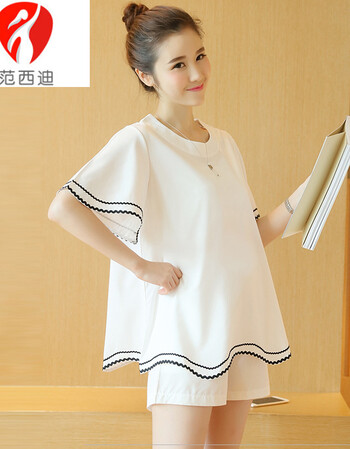 范西迪孕妇装夏装套装时尚款2018新款潮萌妈韩版宽松上衣服托腹裤两件