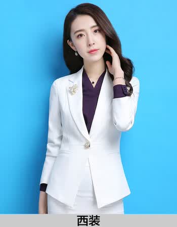 新品西装职业套装女2018夏秋新时尚白色女士西服工装面试正装工作服