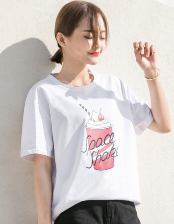 短袖t恤女装学生宽松夏季女生社会上衣服fppwg 白色 m