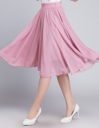 半身裙2017春夏新款中长款裙修身显瘦大摆裙百褶裙百搭女裙子 粉红色