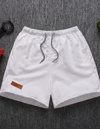 泳裤男平角游泳男士速干海边宽松时尚潮大码舒适温泉沙滩短裤 白色 s