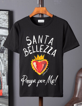 fandango欧洲站2018夏季新款dg男女同款短袖t恤 潮牌印花皇冠爱心字母