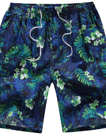 沙滩裤男士速干休闲男士五分裤大裤衩男夏季短裤五分裤子 男款绿花 m