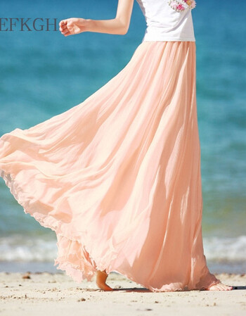 女装夏新款2018春秋拖地长裙仙女8米大摆裙沙滩度假显瘦夏季金丝雪纺