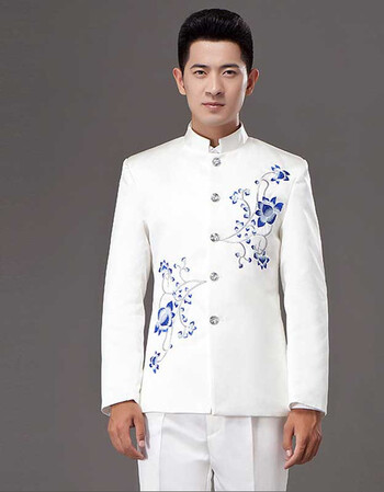 青花瓷演出服装男女成人大合唱表演服古筝古典诗朗诵长短裙合唱服 男