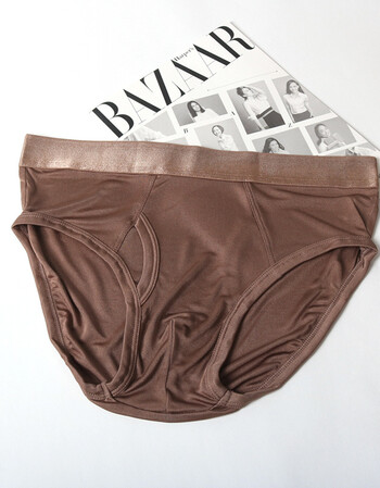 天然桑蚕丝重磅细腻男士针织真丝内裤三角裤内裤短裤透气舒适 咖啡色