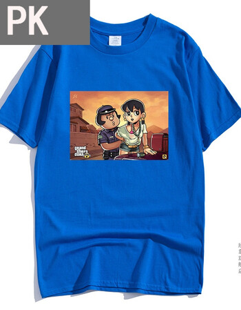 小叮当短袖怪味画风短袖机器猫t恤哆啦a梦体恤静香大雄动画衣服 xc