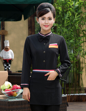 酒店工作服秋冬装女餐厅服务员工作服长袖西餐厅工作服茶楼服装 女