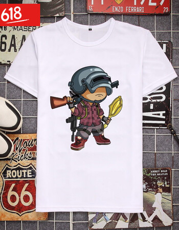 绝地求生大逃杀刺激战场全军出击短袖t恤宿舍友男生开黑吃鸡衣服 白色