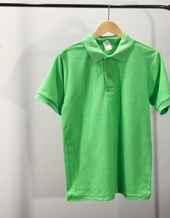 风纯色彩色宽松粉色短袖polo衫大码翻领t恤夏季潮男工装班服 浅绿色 s