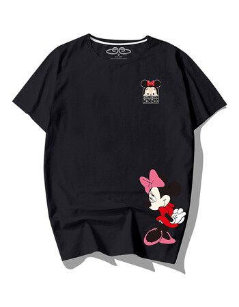欧美米奇t恤女情侣短袖男迪士尼米老鼠t恤潮牌ins七夕情人节礼物 黑