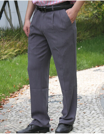 纯真丝男裤春夏款重磅桑蚕丝男士休闲长裤子中年男夏装新直筒免烫 深