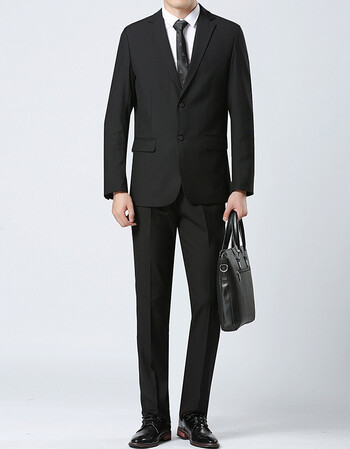 秋季新款西服男职业套装两件套男商务韩版修身正装男结婚新郎礼服西装